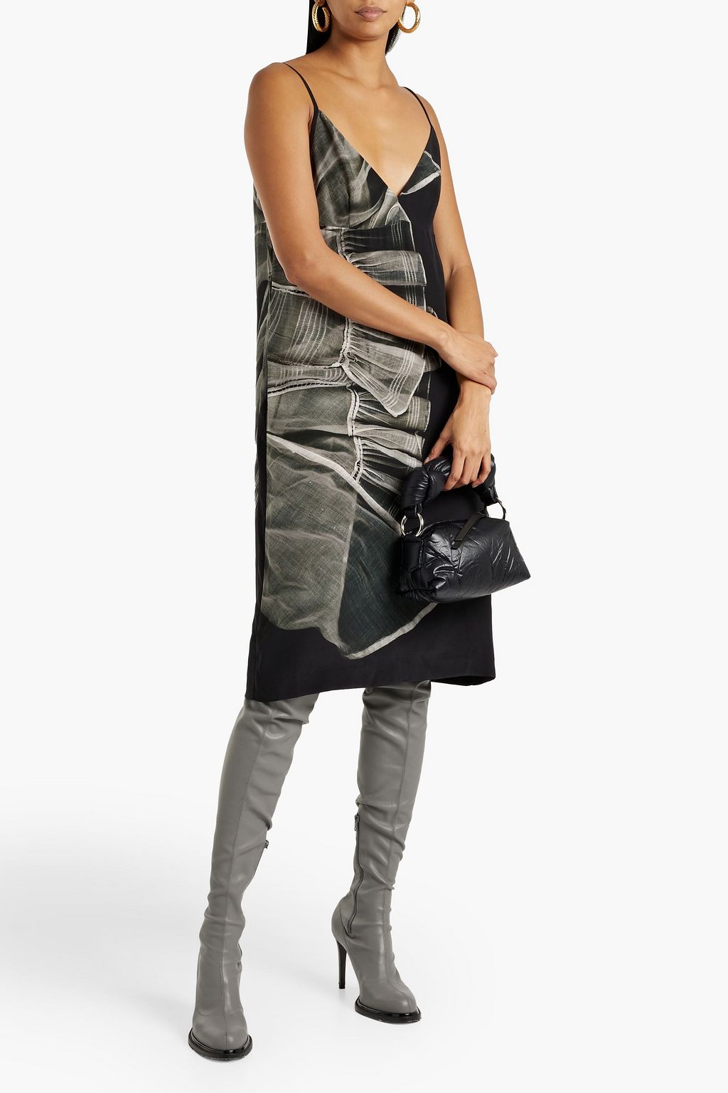 DRIES VAN NOTEN Printed silk crepe de chine slip dress