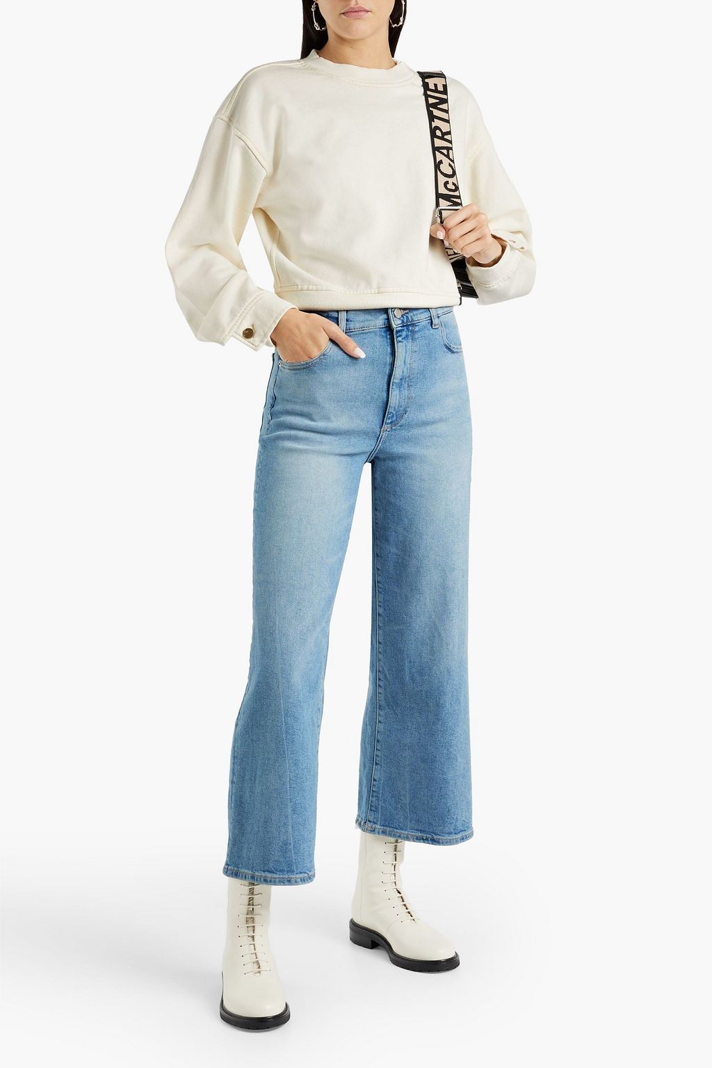 DL1961 Cropped French cotton-terry sweatshirt