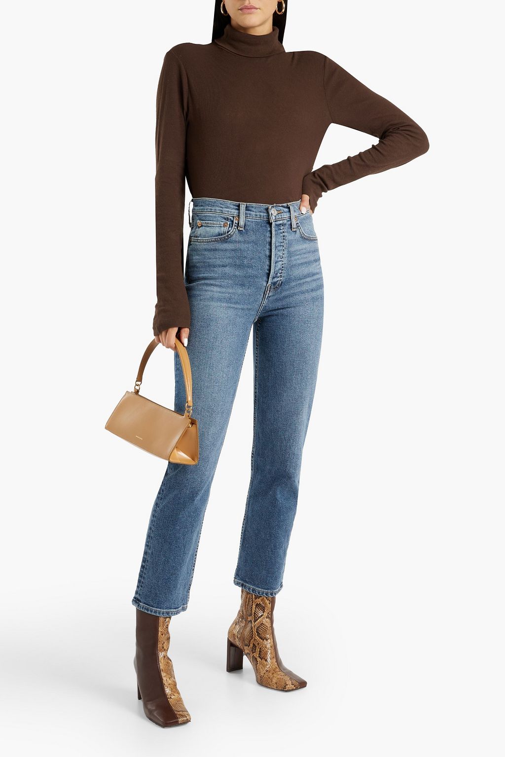 RE/DONE Ribbed cotton-jersey turtleneck top