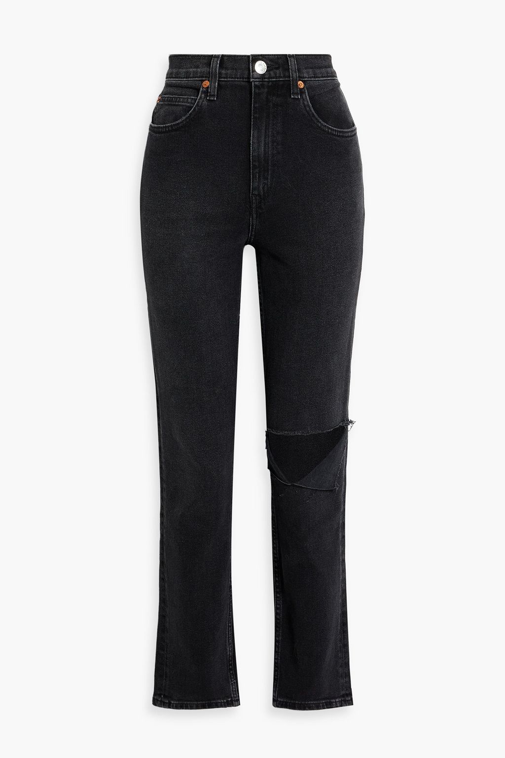 70s high-rise straight jeans in black - Re Done