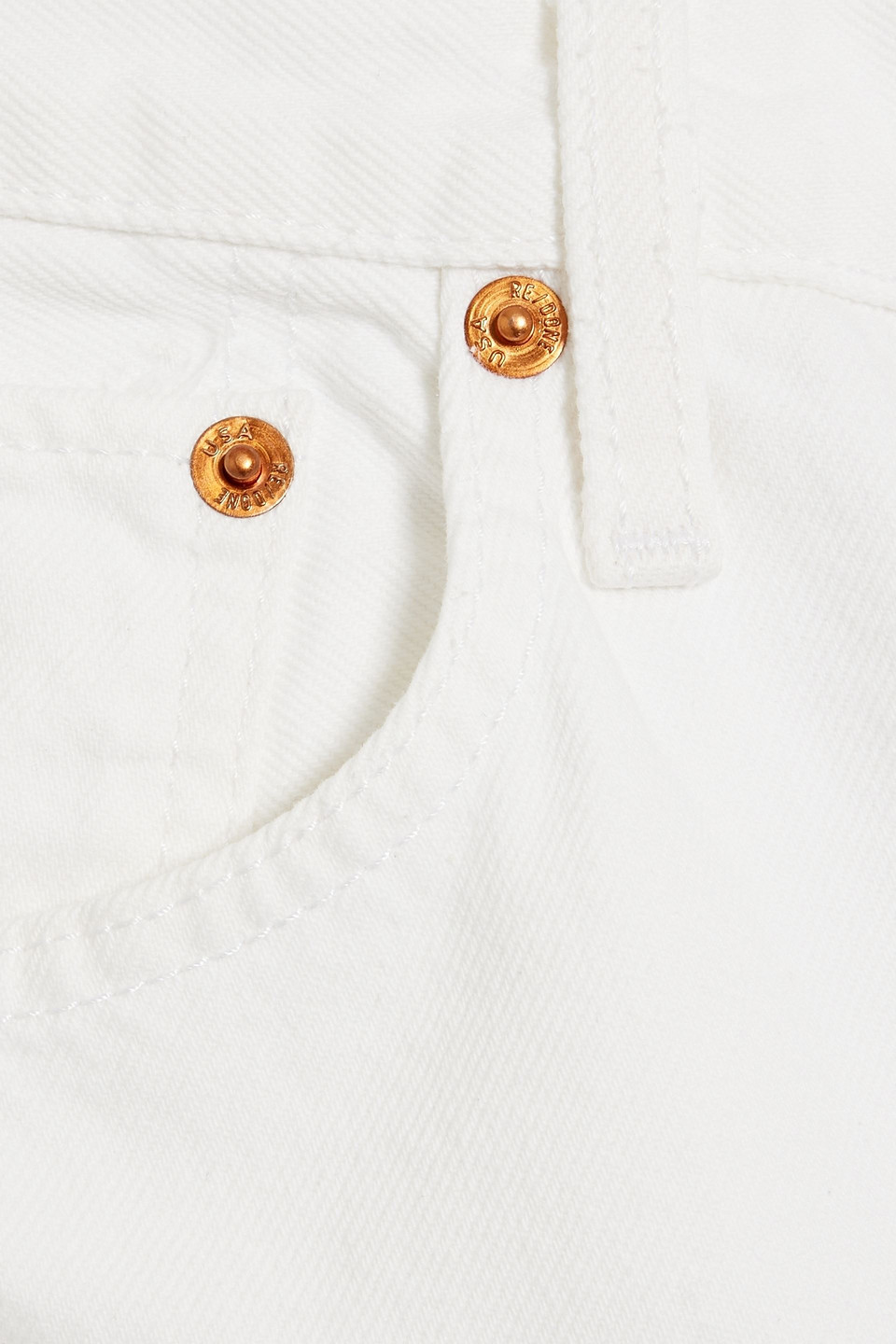 Re/done 70s Distressed High-rise Straight-leg Jeans In White