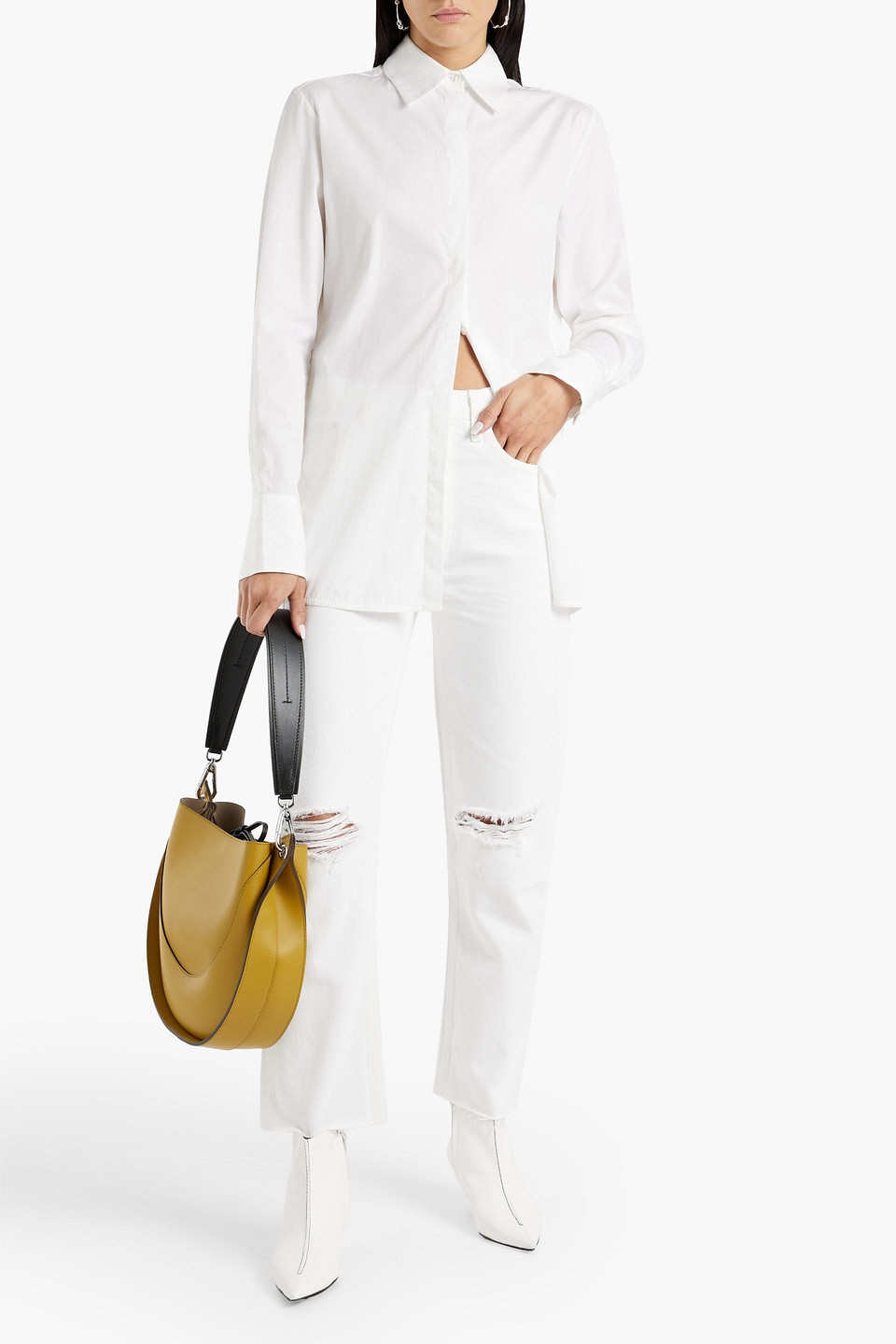 Re/done 70s Distressed High-rise Straight-leg Jeans In White