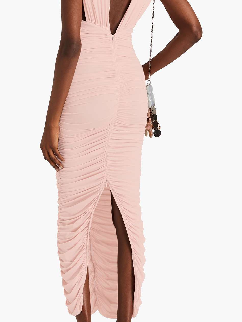 ruched stretch-jesey midi dress