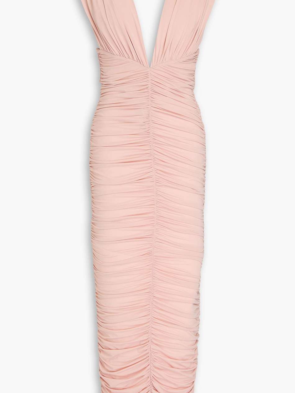 ruched stretch-jesey midi dress