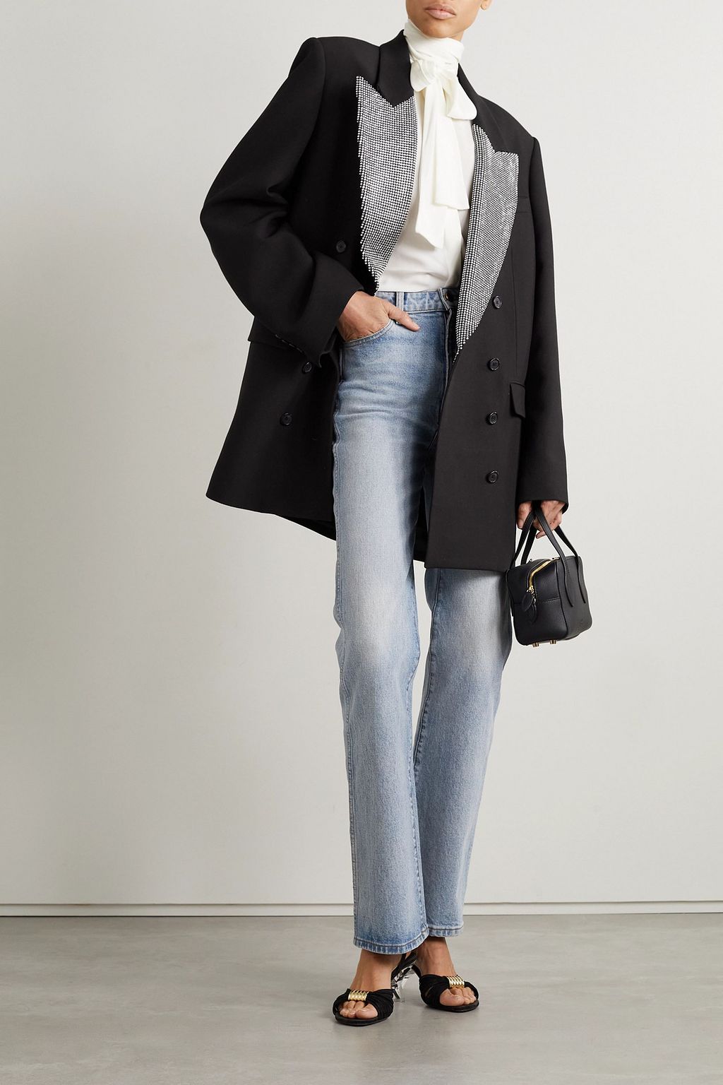 KHAITE Balton crystal-embellished wool-blend blazer