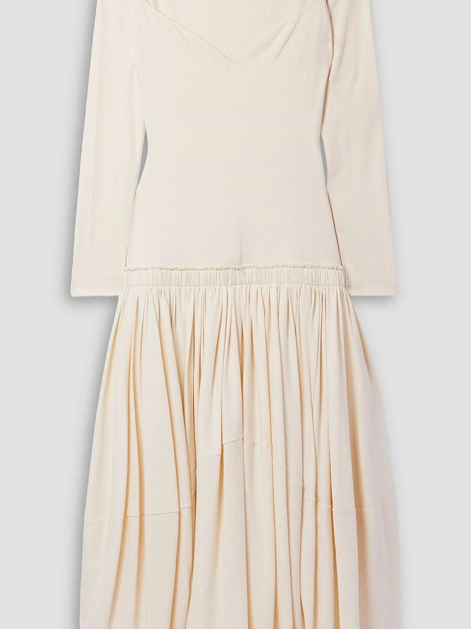 marsden pleated cotton-blend jersey midi dress