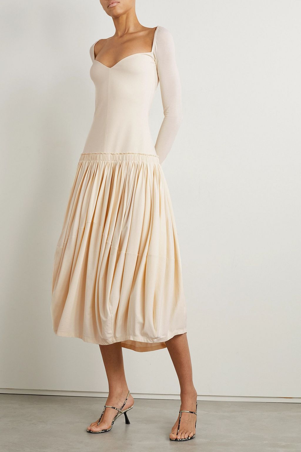 KHAITE Cotton-blend jersey midi dress