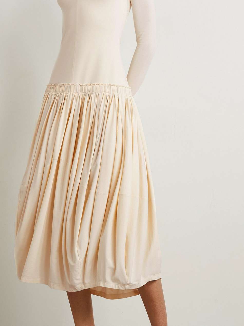 marsden pleated cotton-blend jersey midi dress