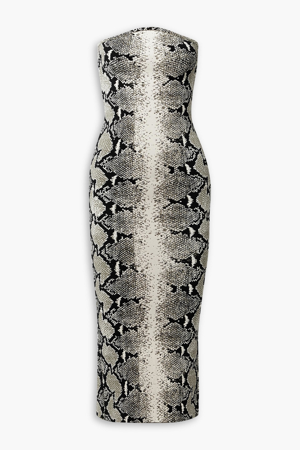 Khaite The Rumer Python Print Strapless Midi Dress In Animal Print