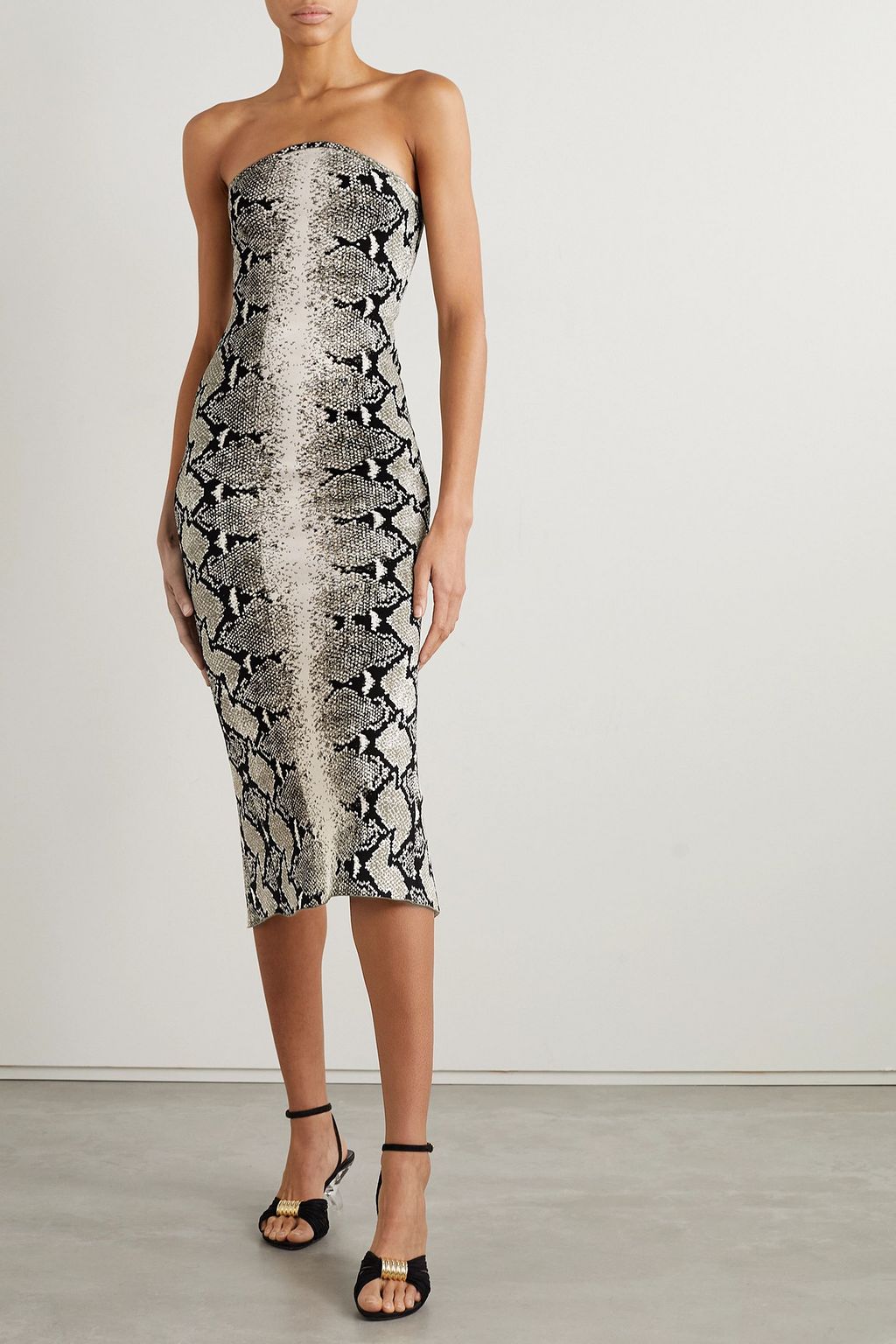 KHAITE Rumer strapless jacquard-knit midi dress