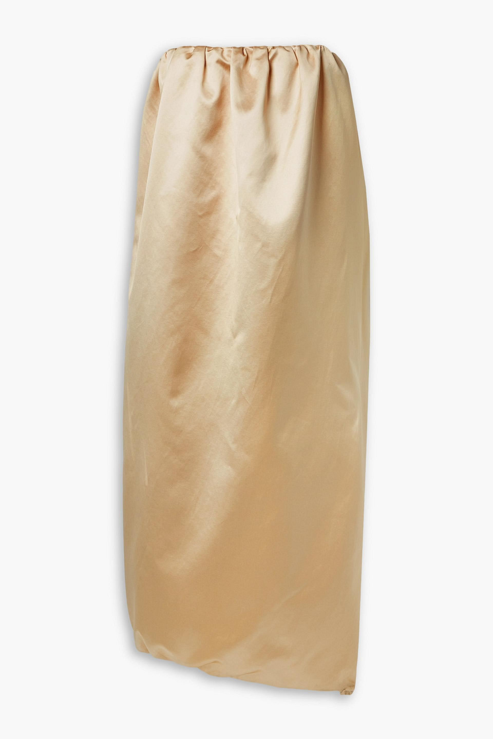 Khaite Yara Strapless Cotton-blend Duchesse-satin Dress In Neutral