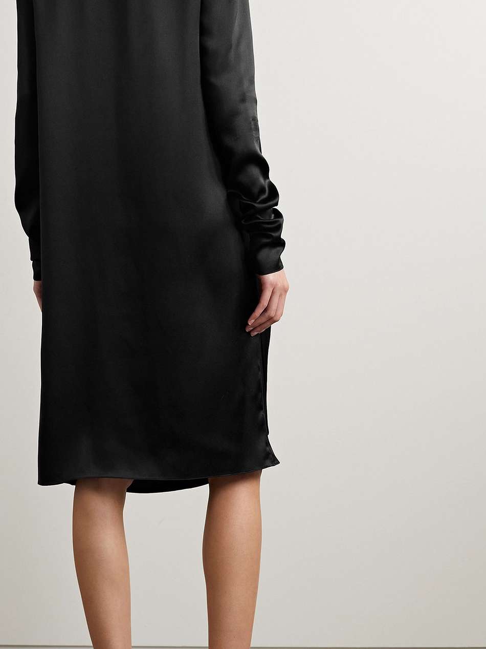 shaz draped silk-satin dress