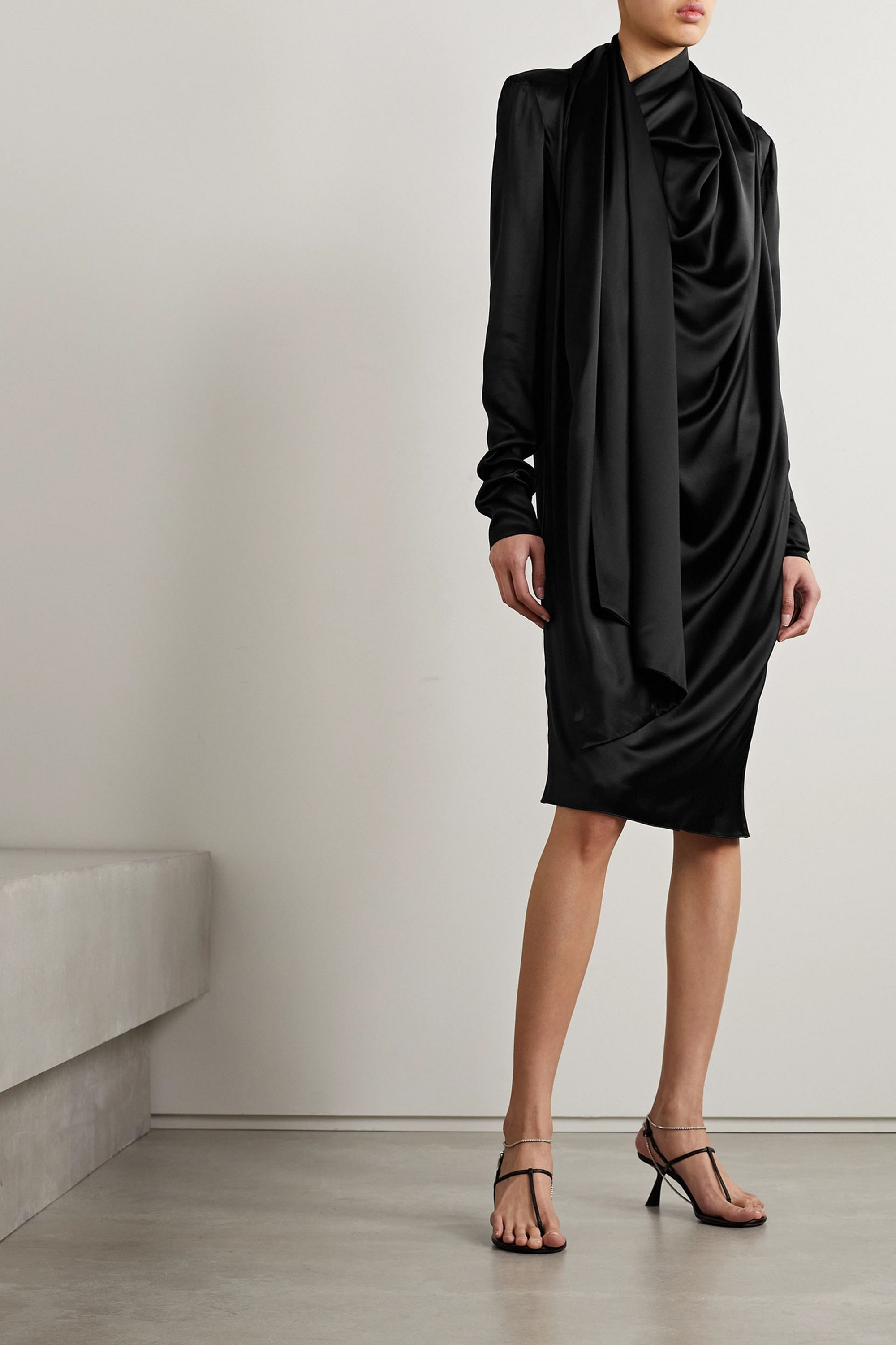 KHAITE Shaz draped silk-satin dress