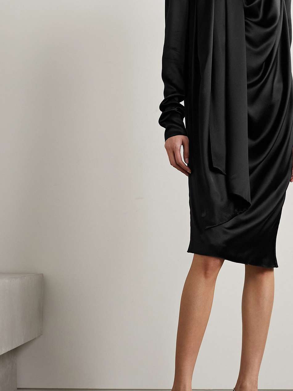 shaz draped silk-satin dress