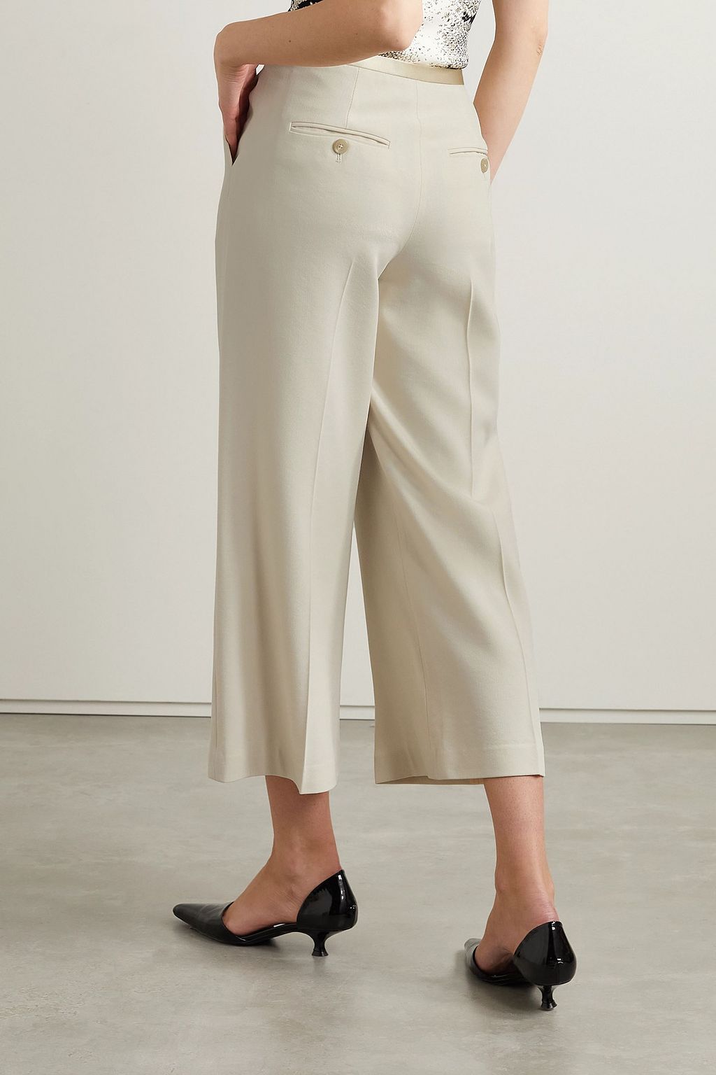 KHAITE Pheadra satin-trimmed wool-blend wide-leg pants