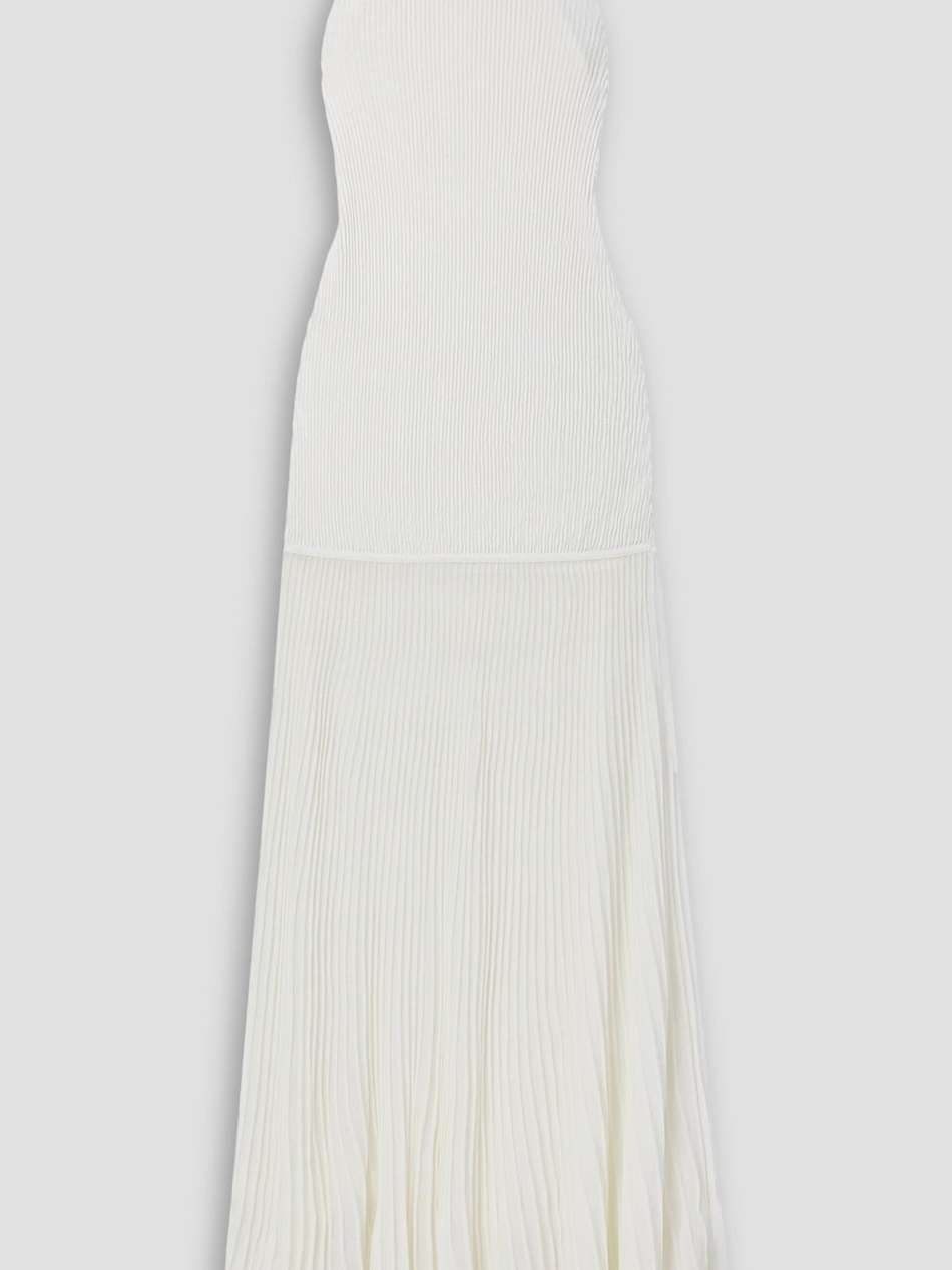 paneled ribbed-knit maxi dress