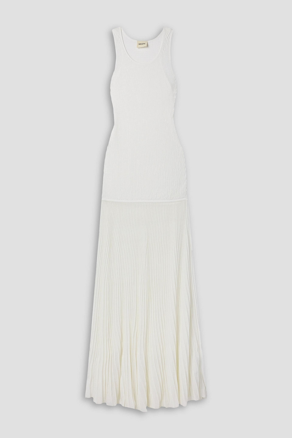 Khaite Paneled Ribbed-knit Maxi Dress In White