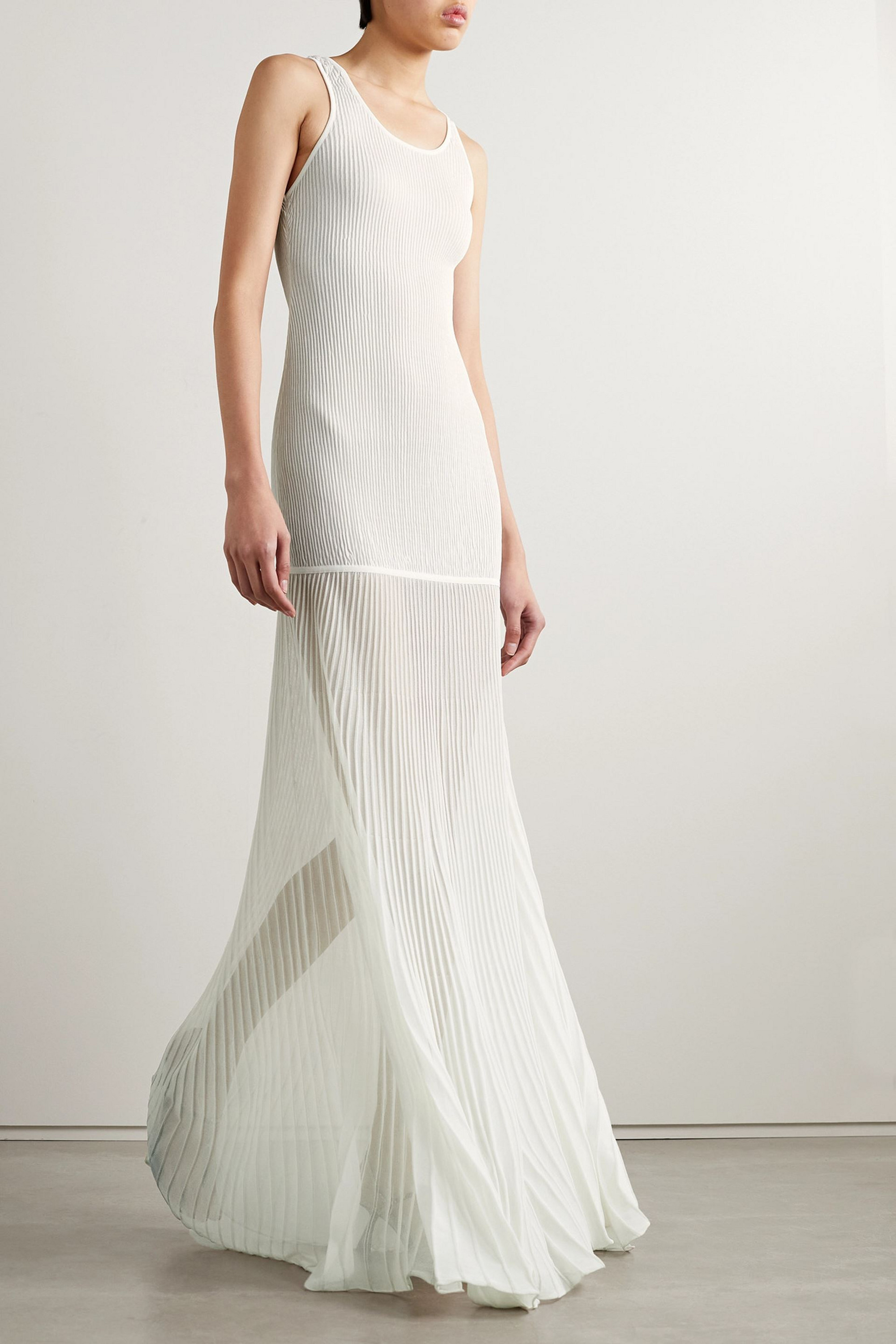 KHAITE Nivea paneled ribbed-knit maxi dress