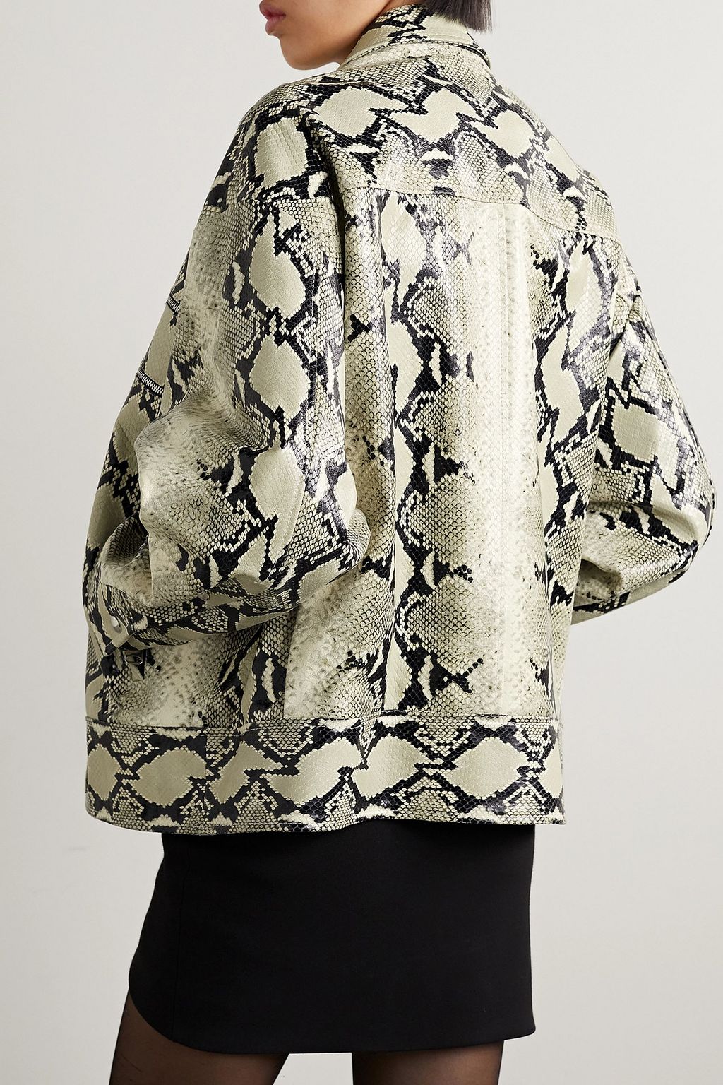 KHAITE Tania snake-print leather jacket