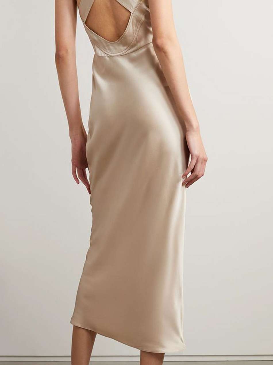 milo silk-satin midi dress