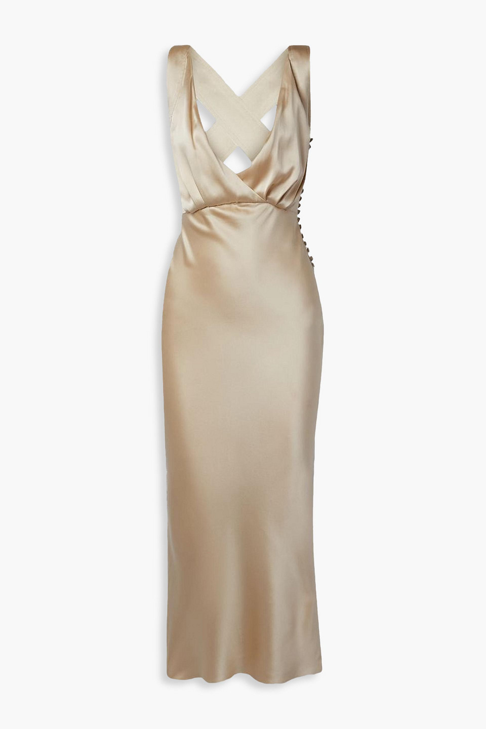 Khaite Milo Silk Charmeuse Midi Dress In Ecru