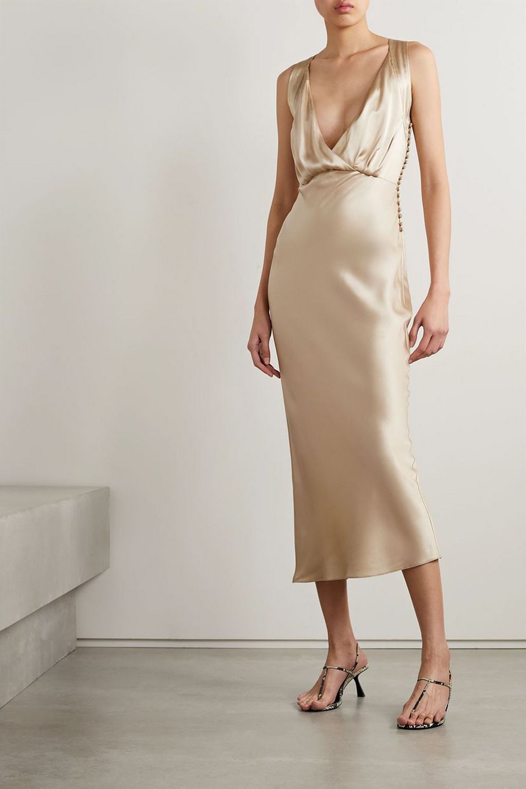 KHAITE Milo silk-satin midi dress