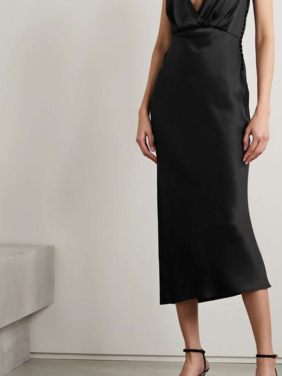 milo silk-satin midi dress