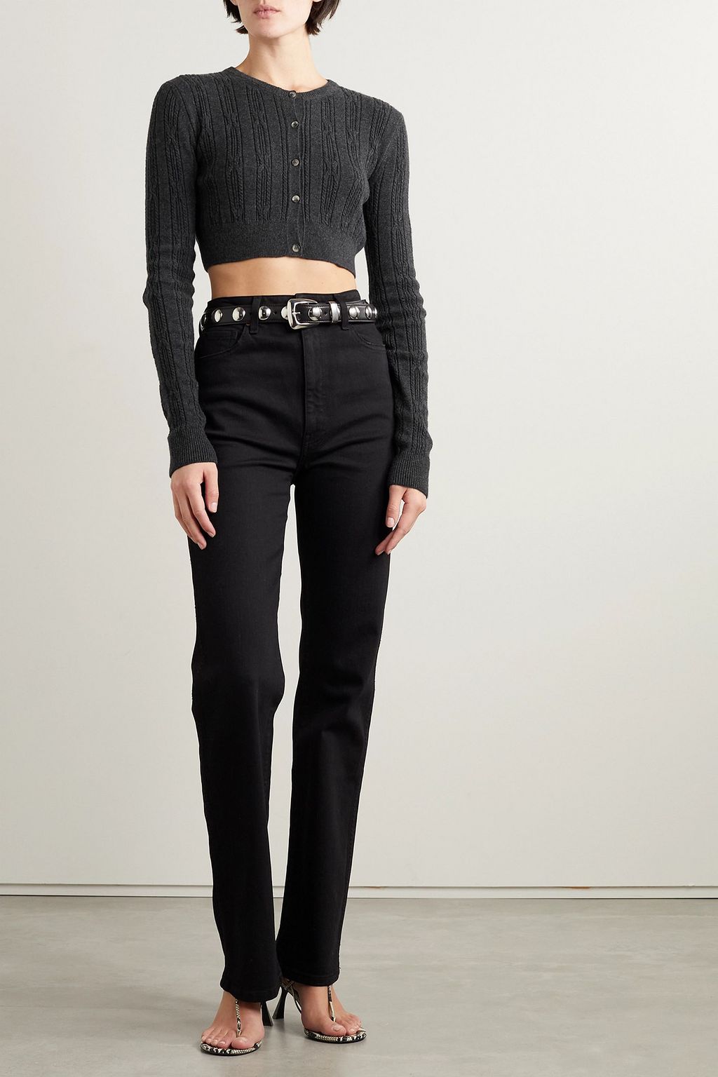 KHAITE Alaska cropped cable-knit cashmere cardigan