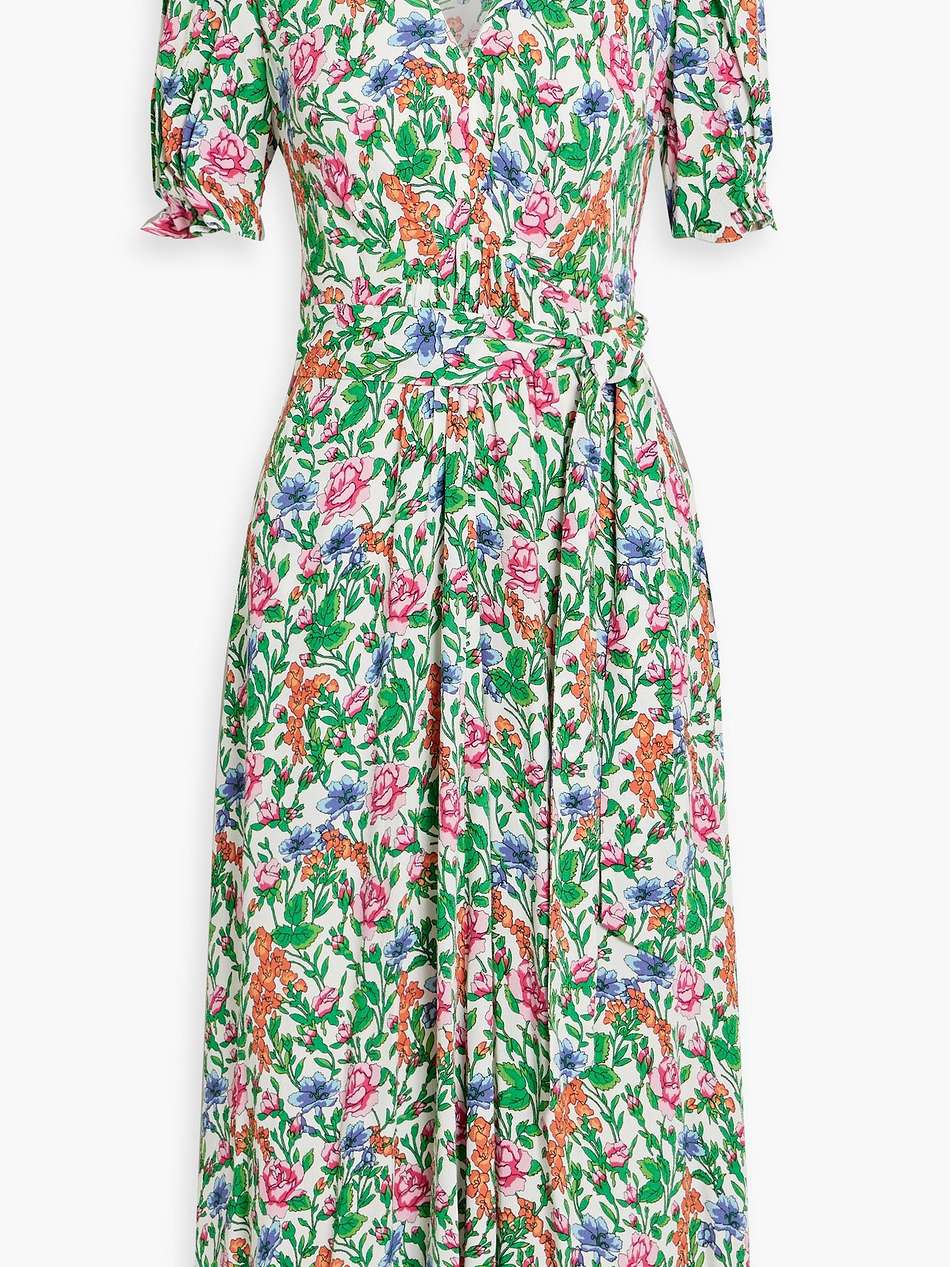 sammie belted floral-print crepe midi dress