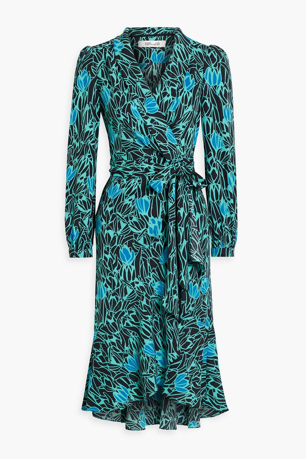 DIANE VON FURSTENBERG Carla ruffled printed crepe midi wrap dress | THE ...