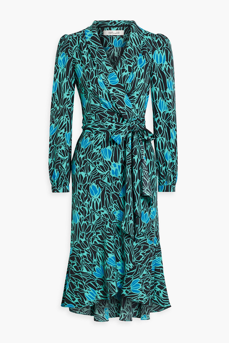 Diane Von Furstenberg Carla Two Floral-print Wrap Dress In Turquoise