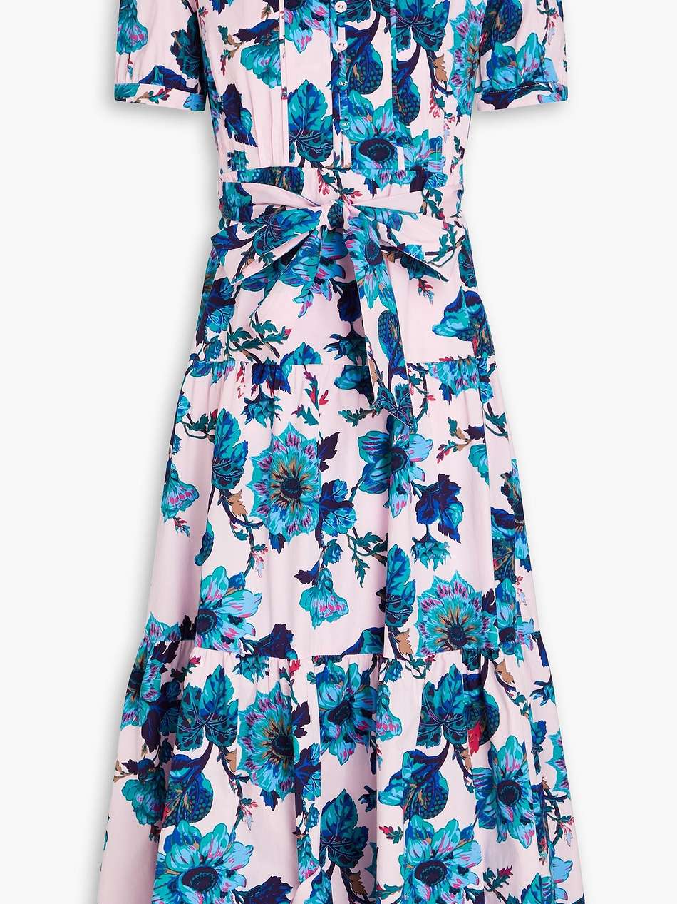 frankie tiered floral-print stretch-cotton poplin midi dress
