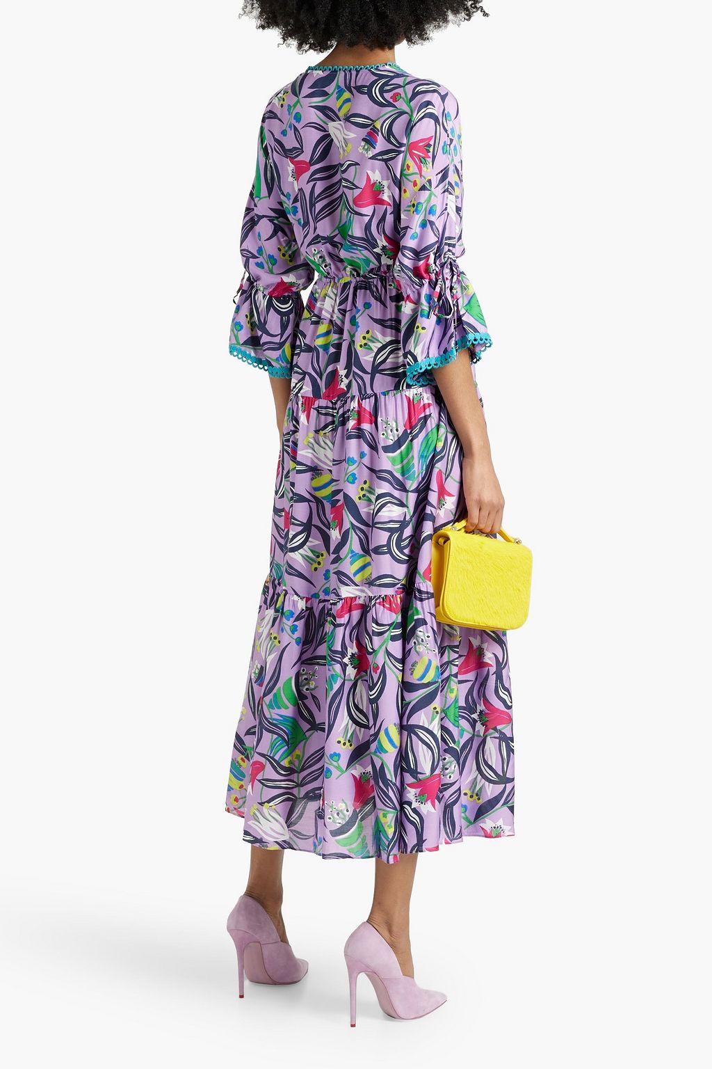 DIANE VON FURSTENBERG Boris tiered floral-print sateen midi dress