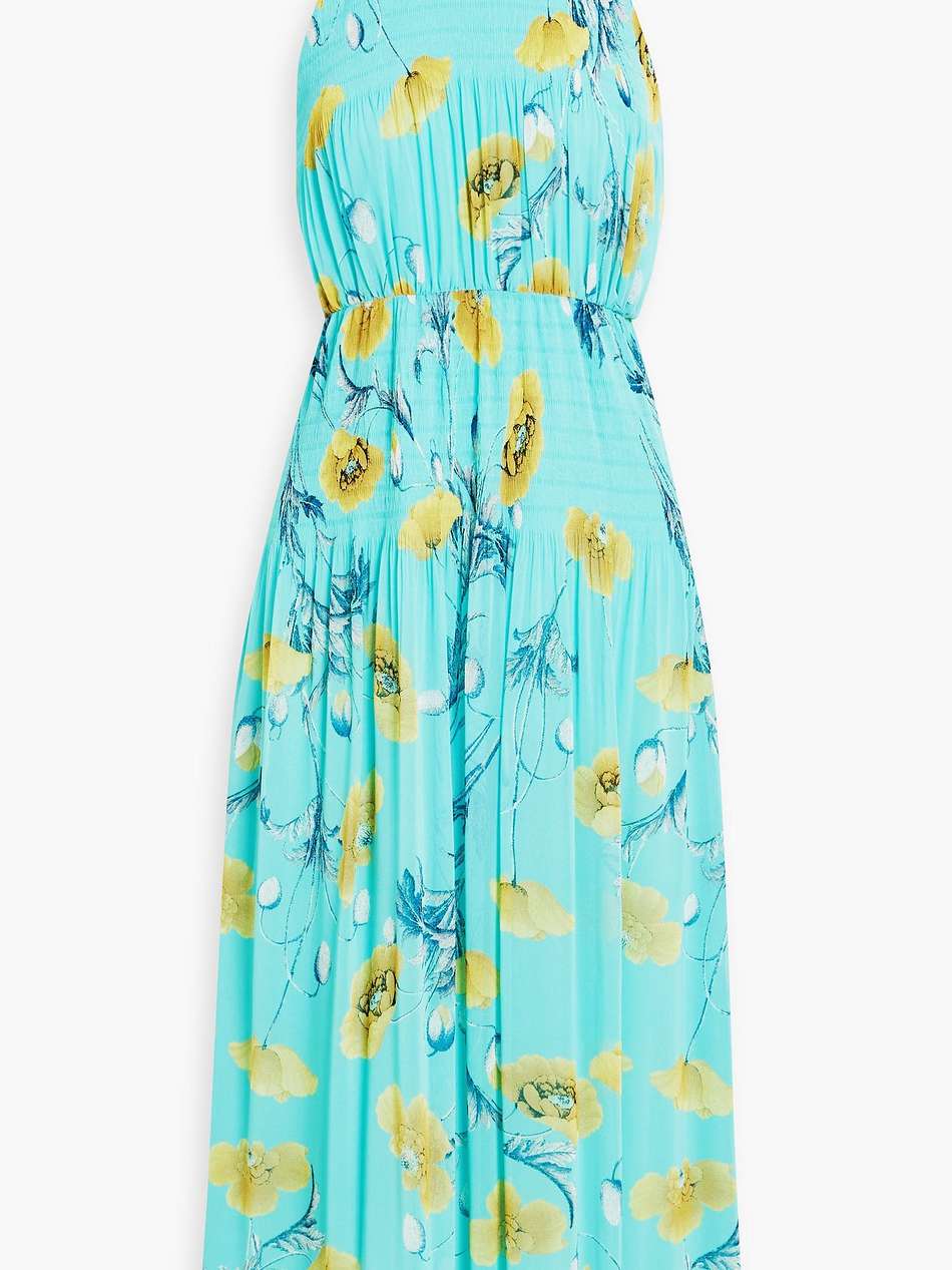 lupin floral-print plissé-chiffon midi dress