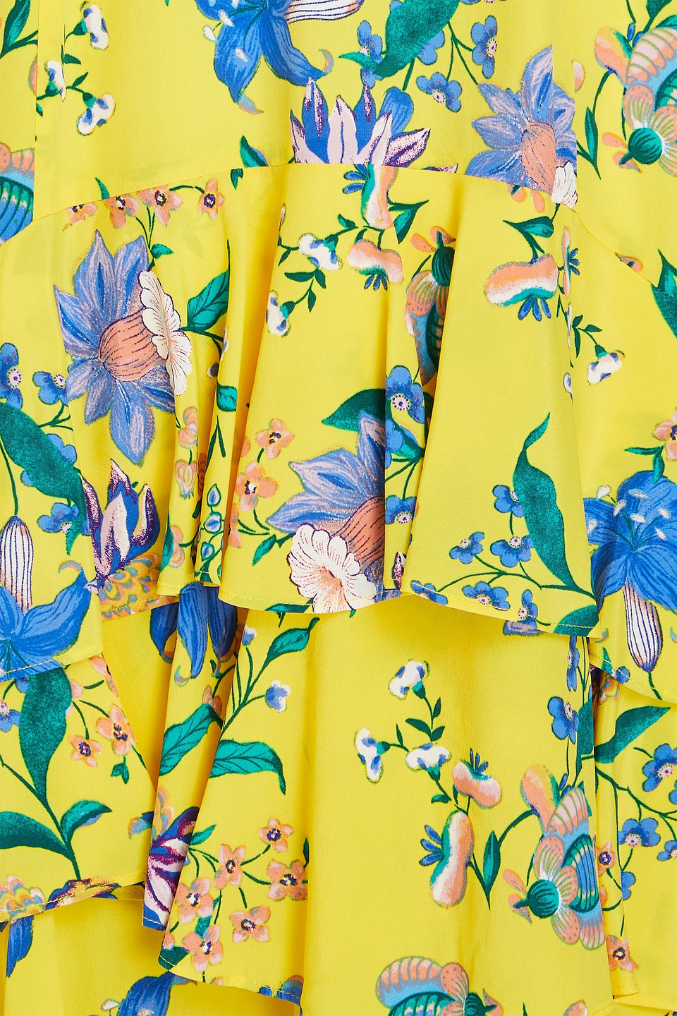Diane Von Furstenberg Fairfax Ruffled Floral-print Crepe De Chine Midi Dress In Yellow