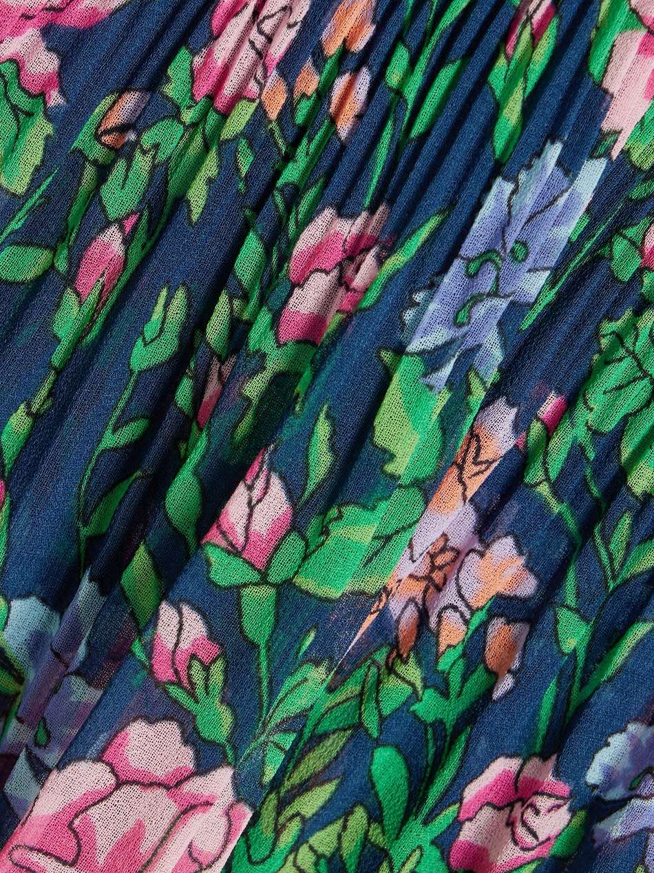 loupette ruffled floral-print plissé-georgette dress