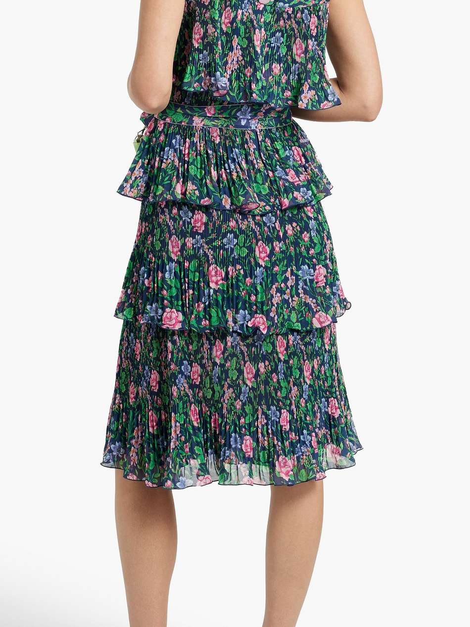 loupette ruffled floral-print plissé-georgette dress