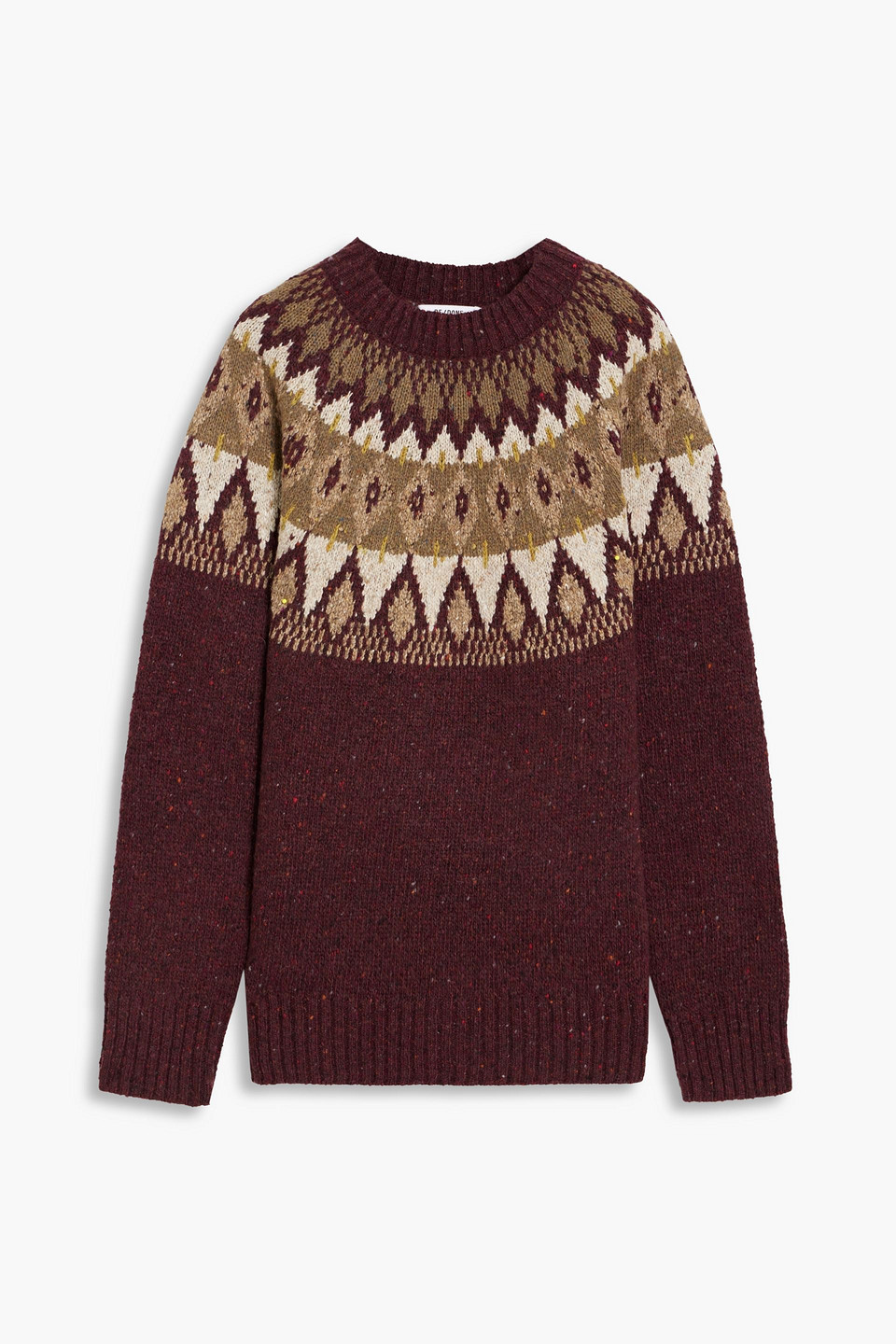 Re/done Fair Isle Wool-blend Jumper In Burgundy