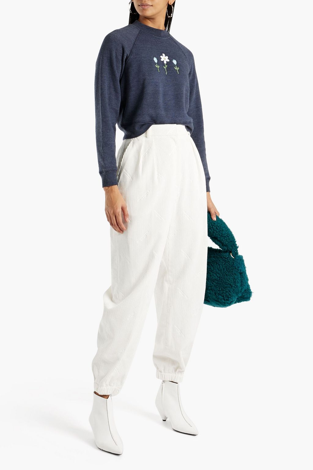 RE/DONE Cropped cotton-fleece sweatshirt