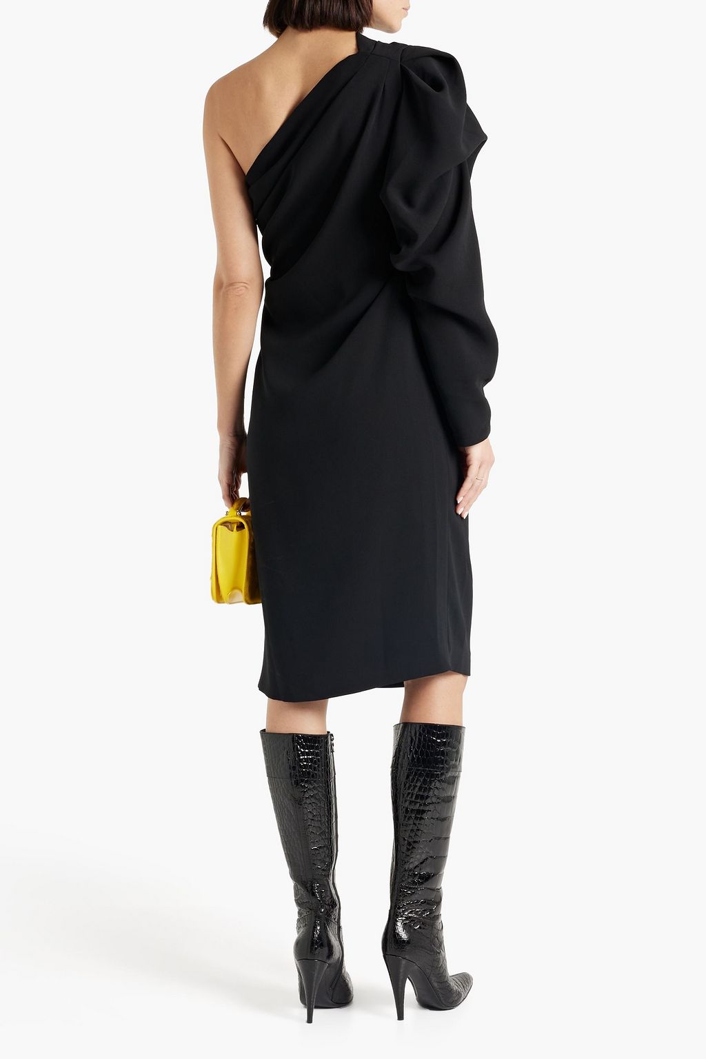 DRIES VAN NOTEN One-sleeve ruched crepe dress