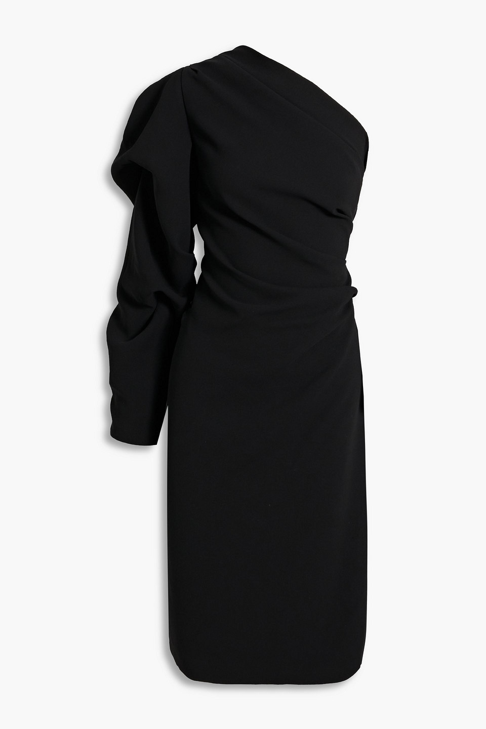 Dries Van Noten Dios One-sleeve Ruched Crepe Dress In Black