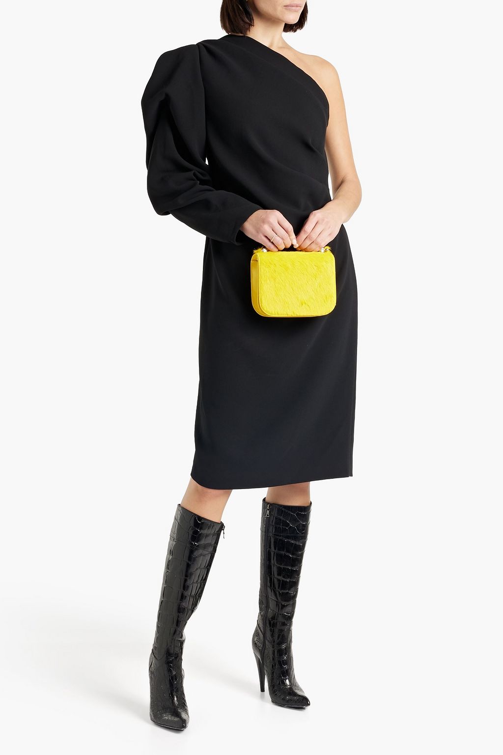 DRIES VAN NOTEN One-sleeve ruched crepe dress