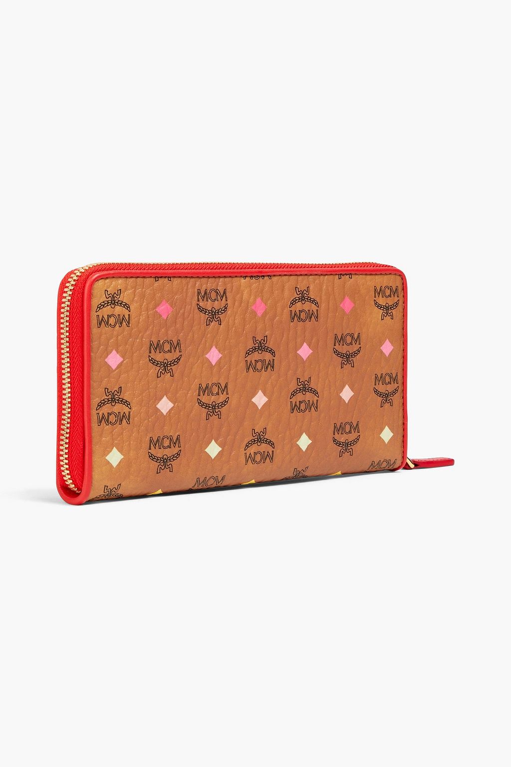 MCM Logo-print faux textured-leather wallet