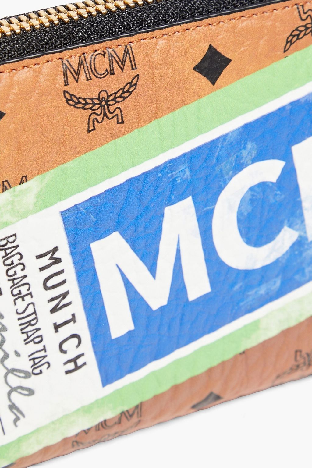 MCM Logo-print faux textured-leather wallet