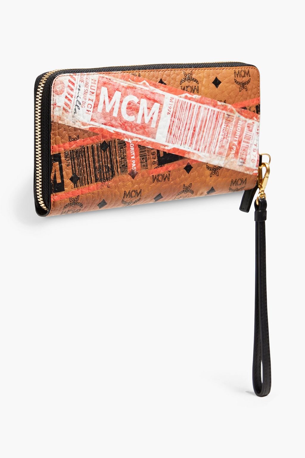 MCM Logo-print faux textured-leather wallet