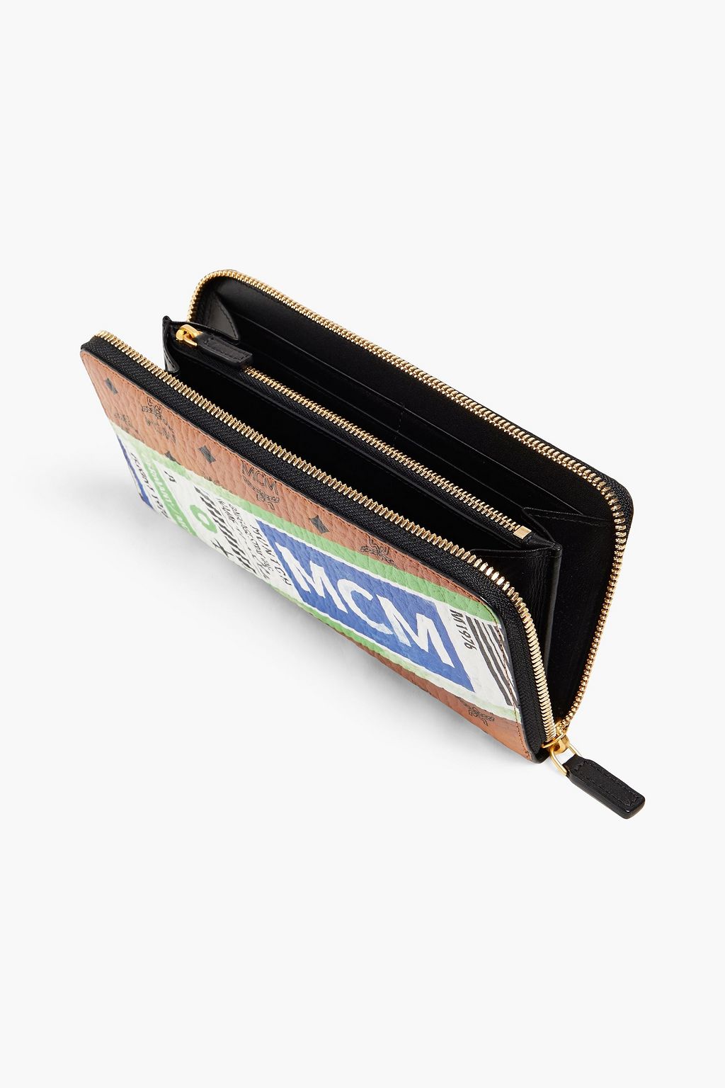 MCM Logo-print faux textured-leather wallet