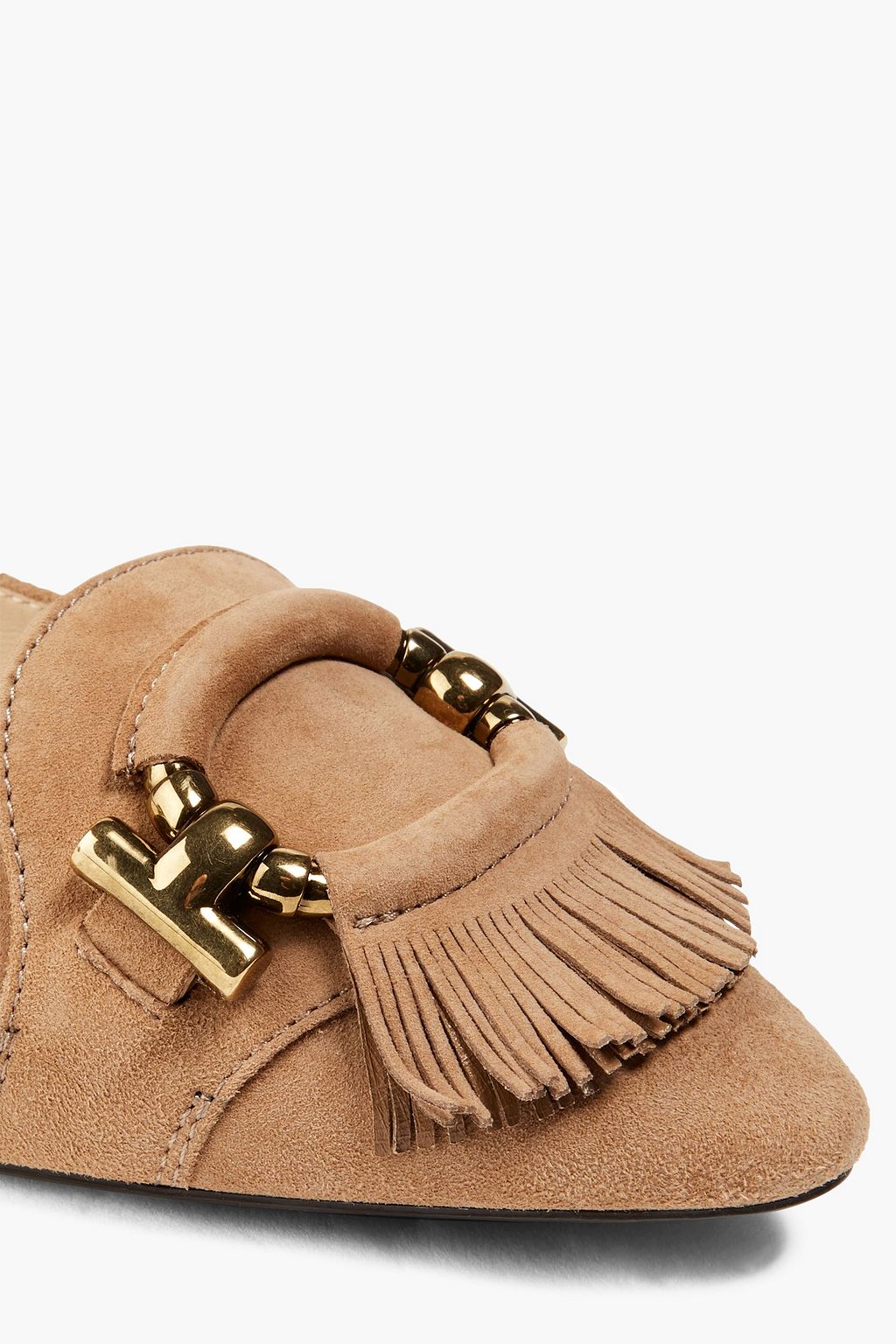 TOD'S T-Ring fringed suede point-toe flats
