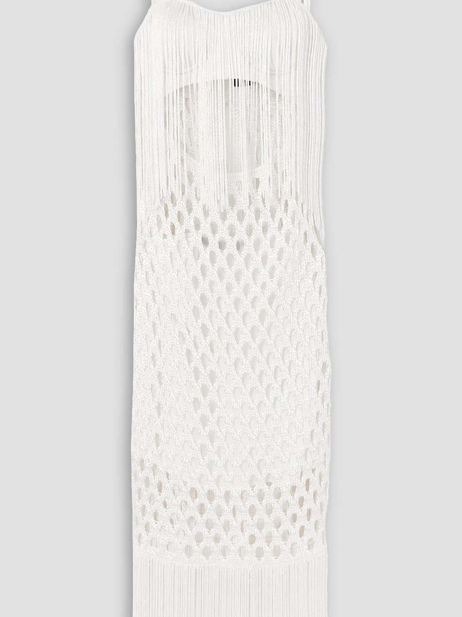 fringed cutout macramé midi dress