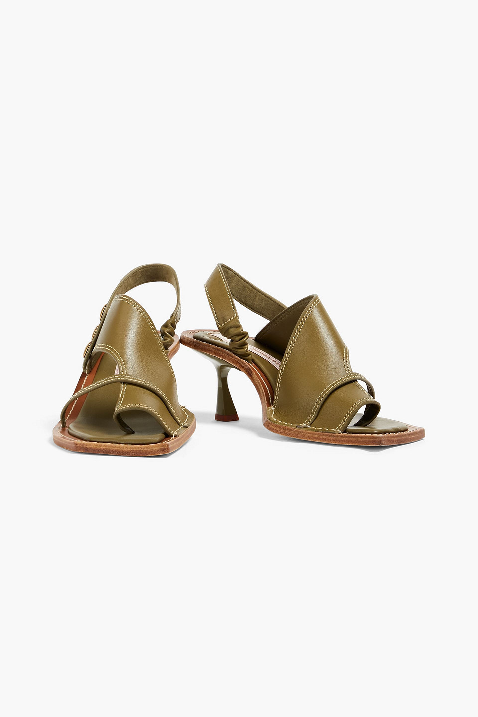 Zimmermann Studded Leather Slingback Sandals In Army Green ModeSens