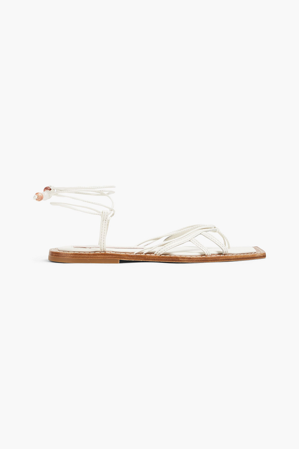 Zimmermann Bead-embellished Leather Sandals In Off-white